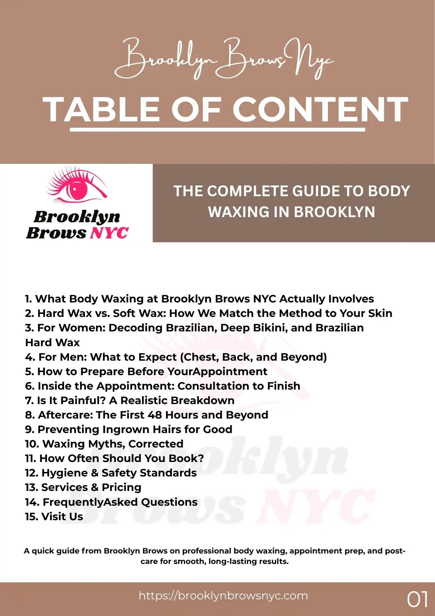 Preview of the Brooklyn Brows Body Waxing PDF Guide