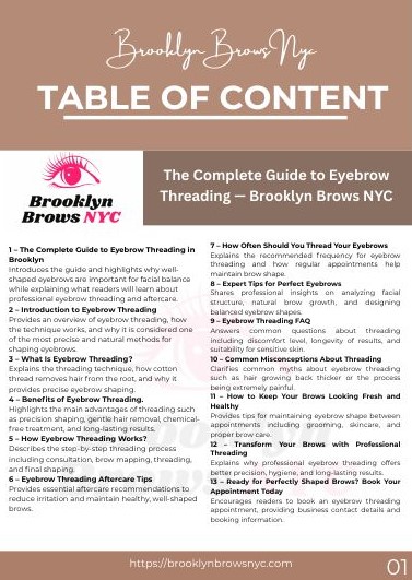 Preview of the Brooklyn Brows Eyebrow Threading PDF Guide