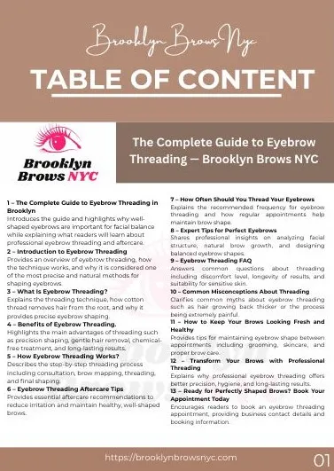 Preview of the Brooklyn Brows Eyebrow Threading PDF Guide